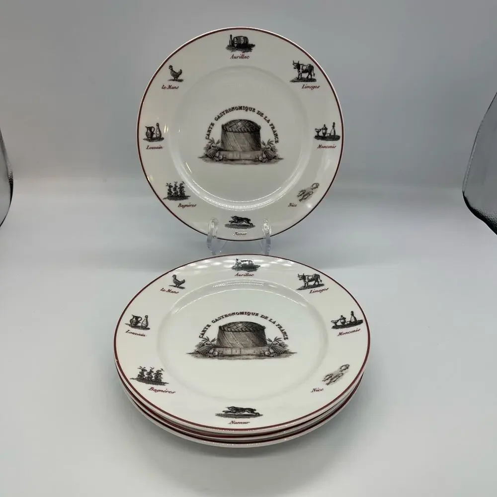 Williams Sonoma Carte Gastronomique De La France Set of 4 Salad Plates 8.25